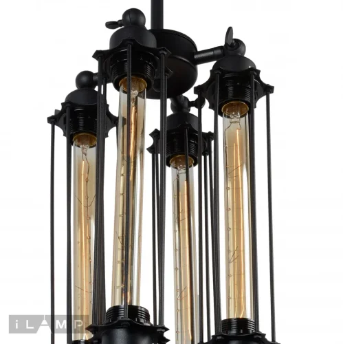 Люстра подвесная Marc Loft 127-1 iLamp чёрная на 4 лампы, основание чёрное в стиле лофт  фото 4